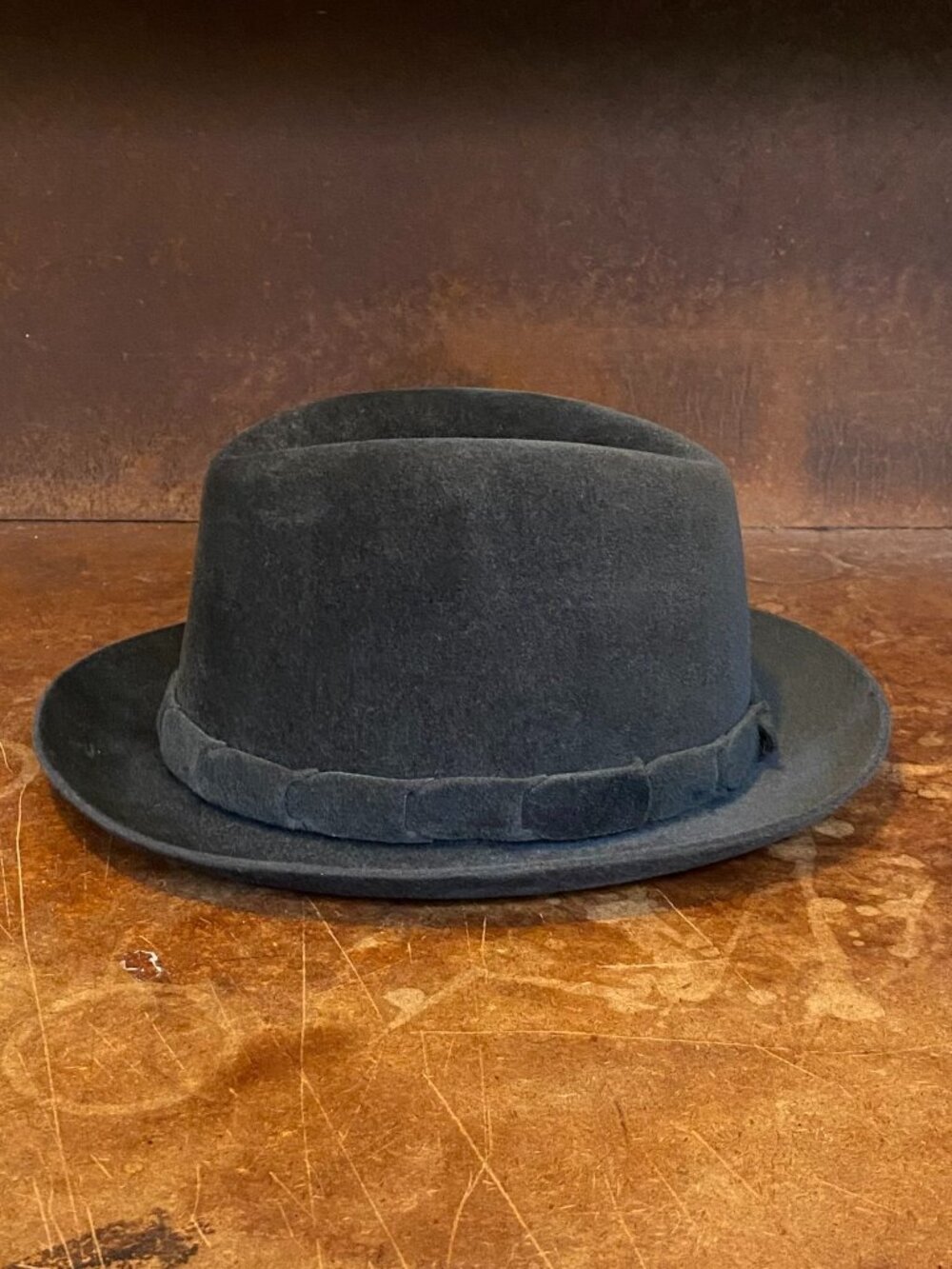 Vintage Churchill Ltd Halifax Classic Suede Felt Fedora Hat Charcoal Gray Black